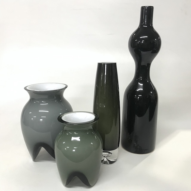 ART GLASS (VASES BOTTLES, BOWLS), Grey Black